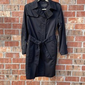 Towne Collection by London Fog Black Trench Coat Size Medium Belted
